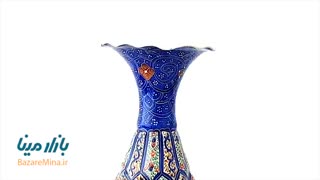 گلدان مسی میناکاری اسماعیلی ارتفاع 16 سانتی