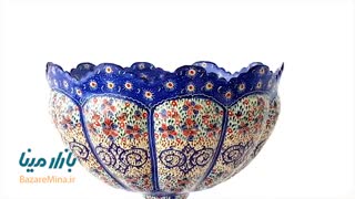 کاسه پایه دار مسی میناکاری اسماعیلی ۱۸ سانتی