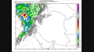 الگوی بارش 24 ساعته (اینچ) طی جمعه 9 لغایت سه شنبه 13 آذر 97