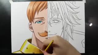 نقاشی از استاروسا و اسکانورو ( estarossa vs escanor ) از انیمه nanatsu no taizai ( هفت گناه کبیره )
