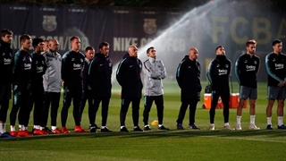 آخرین تمرین بارسلونا پیش از دیدار با   لئونسا در جام حذفی