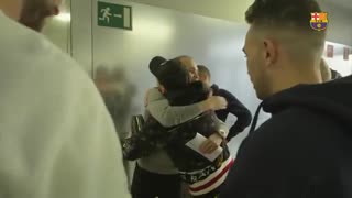 دیدار آندرس اینیستا با بازیکنان بارسلونا