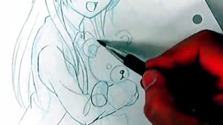 آموزش طراحی دختر ناز با خرس عروسکی در سبک مانگا