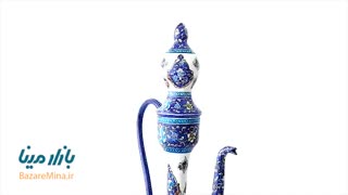 گلاب پاش مسی میناکاری شده اثر اسماعیلی طرح ترنج ارتفاع 36 سانتی متر