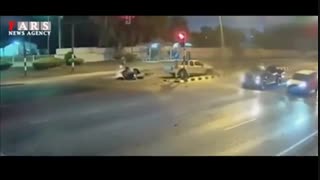 برخورد شدید موتورسوار با وانت