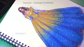 چگونه به نقاشی مد لباس Ombre لباس درخشان - برای مبتدیان