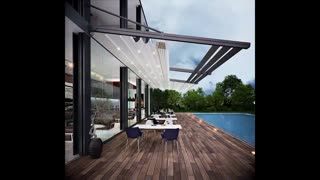 حقانی 09380039391-سایه بان تراس باغ تالار-سقف کنترلی محوطه