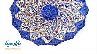 سری بشقاب سه تکه مسی میناکاری اثر اسماعیلی