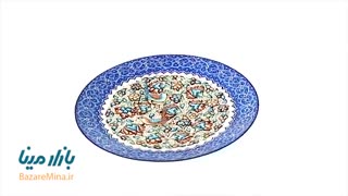 بشقاب میناکاری اسماعیلی طرح گل و مرغ قطر 16