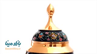 قندان پایه دار مس و میناکاری