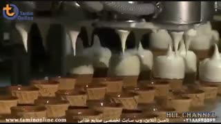 خط تولید و بسته بندی بستنی قیفی با روکش شکلات
