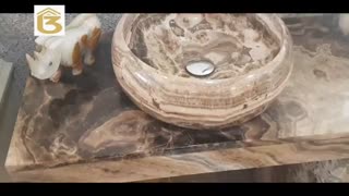 روشویی تمام سنگ مرمریت خرمایی