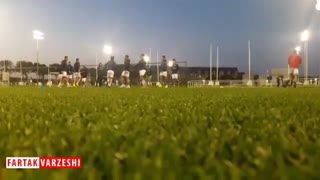 گرم کردن بازیکنان تیم ملی امید قبل از بازی با قطر