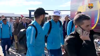 سفر بازیکنان بارسلونا برای بازی با سویا