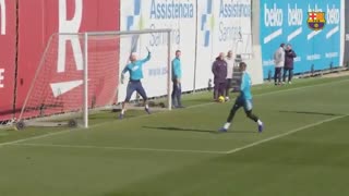 آخرین تمرین بارسلونا پیش از بازی با خیرونا