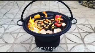 آتشدان و آتشکده هیزمی چوبی با استیک پز