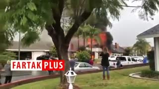 آتش گرفتن منازل مسکونی پس از سقوط هواپیما