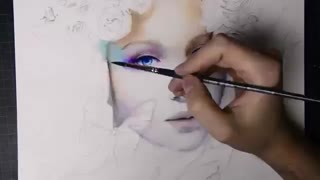 نقاشی آبرنگ چهره بسیار زیبا