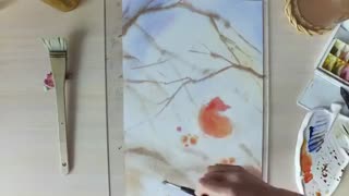 ویدیو نقاشی آبرنگ پرنده