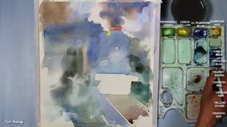 نقاشی ابرنگ قطار و دریا