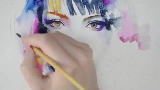 نقاشی ابرنگ چهره دختر ژاپنی