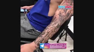 تتو ساعت و گل روی ساعد دست