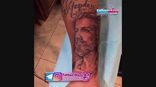 تاتو سه بعدی حضرت عیسی روی بازو
