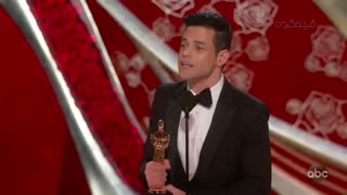 لحظه اعلام و اهدای جایزه بهترین بازیگر مرد اسکار به رامی ملک