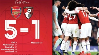 خلاصۀ بازی آرسنال 5_1 بورنموث (هفتۀ بیست‌وهشتم لیگ برتر انگلیس)