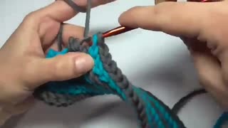 آموزش بافت یک مدل کلاه راه راه با قلاب -قسمت اول