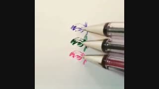 نقاشی چشم با سه خودکار هم زمان!