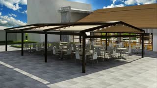 حقانی 09380039391 - سقف چادری سانروفی تالار-پوشش چادری اتوماتیک  کافه