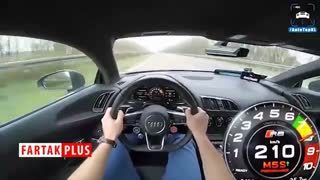 رانندگی با سرعت ۳۳۳ کیلومتر در ساعت با آئودی R8!