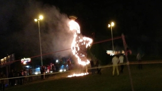 آتش‌ گرفتن نماد طاووس در نزدیکی دروازه قرآن شیراز