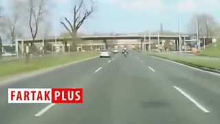 مصدوم شدن راننده موتور پس از تصادف با گوزن