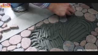 ساخت کفپوش با سنگ رودخانه