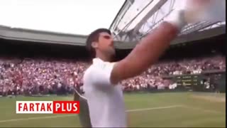 خوشحالی جالب جوکوویچ پس از قهرمانی در ویمبلدون