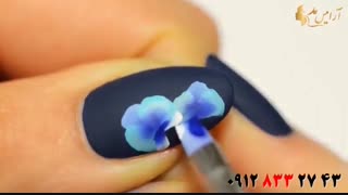 کلیپ دیزاین ناخن طرح گل ارکیده + لاک تیره