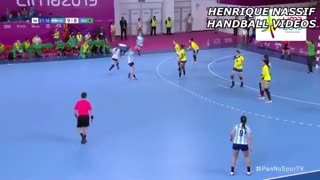 دیدار  تیم های ملی هندبال برزیل و آرژانتین در فینال قهرمانی آمریکای جنوبی پان آمریکن2019