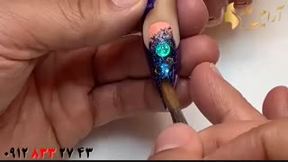 فیلم کاشت و طراحی ناخن سه بعدی + دیزاین ناخن مدل کهکشانی