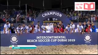 مراسم اهدای جام رقابت های فوتبال ساحلی بین قاره ای 2019 به ایران‌‌